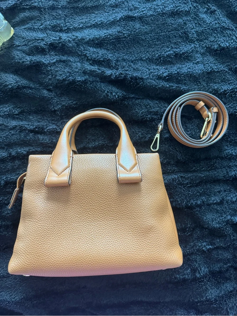 Michael Kors Cognac Pebbled Leather Satchel with Removable Strap